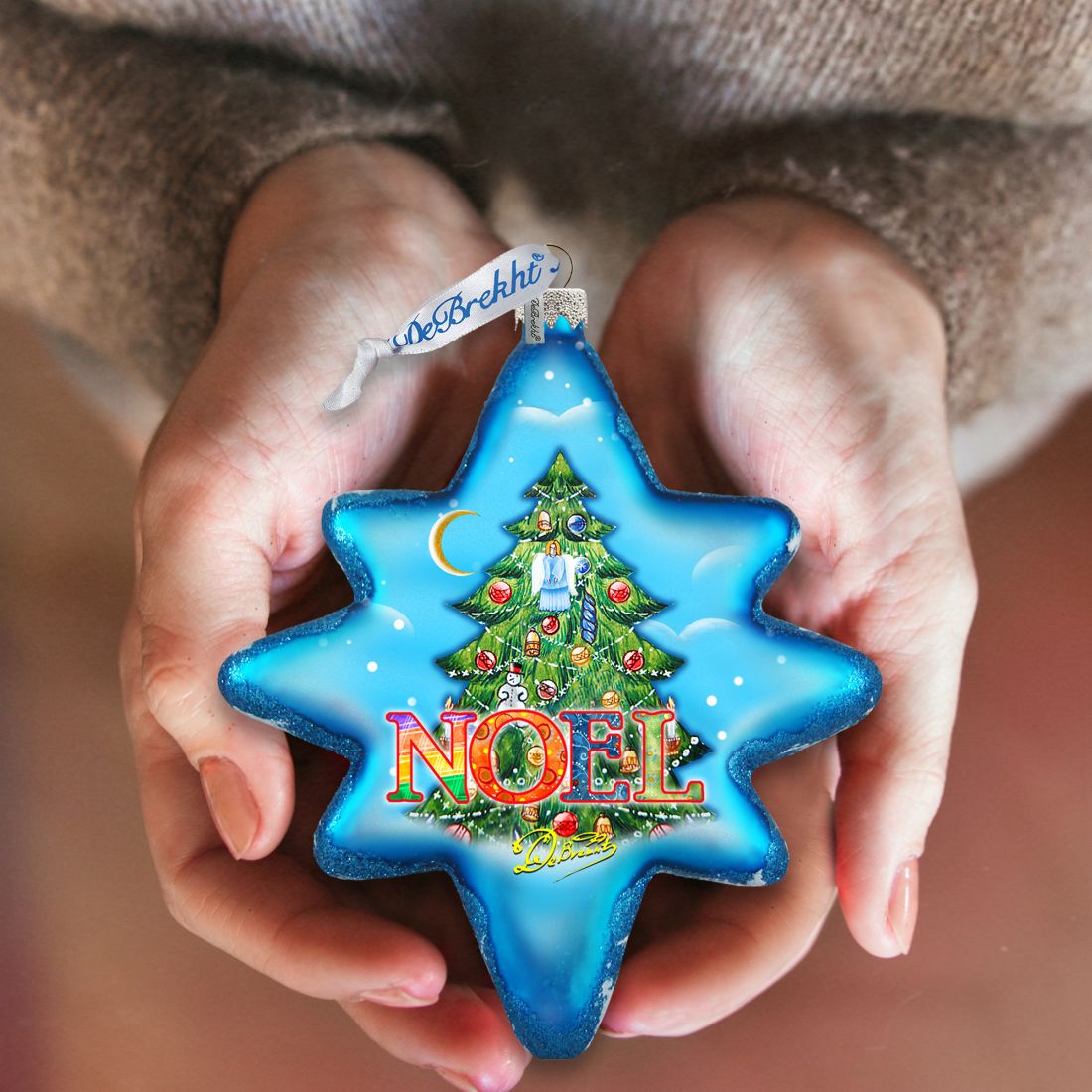 North Star Glass Ornament by G. DeBrekht - Christmas Santa Snowman Decor - 755-014