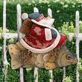 Decoración navideña para puerta con Papá Noel y pez dorado de G. DeBrekht - Decoración navideña con Papá Noel y muñeco de nieve - 8121635H