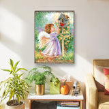 Arte mural de madera "Ángeles cerca" de D. Gelsinger - Decoración navideña para la Natividad - 95678B-DG