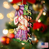 Adornos de madera con forma de conejito de Pascua de Jamie Mills-Price - Decoración de primavera para Pascua - 8457604