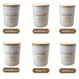 6 bouteilles, bougie parfumée, 150 g (5,29 oz), bougie sans fumée, 45 heures de combustion, vanille, jasmin, lavande, maison, coffret cadeau en verre blanc, mariage, anniversaire, Halloween, Thanksgiving, Noël, maman, amie, épouse, sœur, femmes H