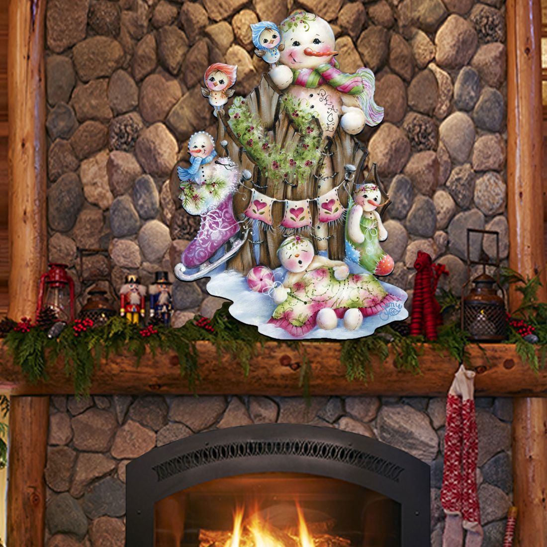 Christmas Time Christmas Door Decor by Jamie Mills-Price - Christmas Santa Snowman Decor - 8457502H