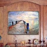 Arte mural costero de madera Soules Pier Wood de Nature Wonders - Decoración costera con vida marina - 95273B