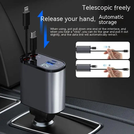 Metal Car Charger 100W Super Fast Charging Car Cigarette Lighter USB And TYPE-C Adapter - Lootquake
