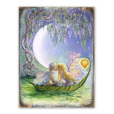 Arte de pared de madera con fantasía de luna de glicina de Josephine Wall - Decoración de fantasía - 852141-JW