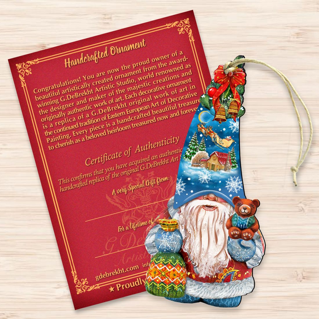 Christmas Gnome Dwarf Wooden Ornaments by G. DeBrekht - Christmas Decor - 8611012