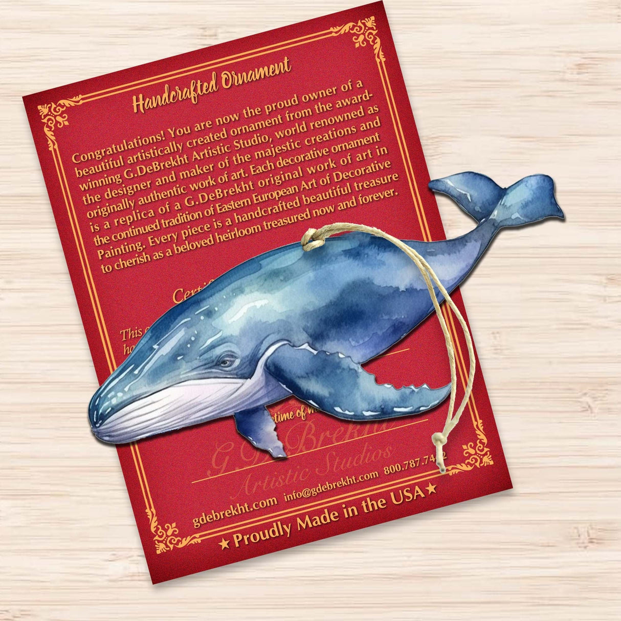 Blue Humpback Whale Wooden Ornaments by G.Debrekht - Wildlife Holiday Decor - 8710103-1