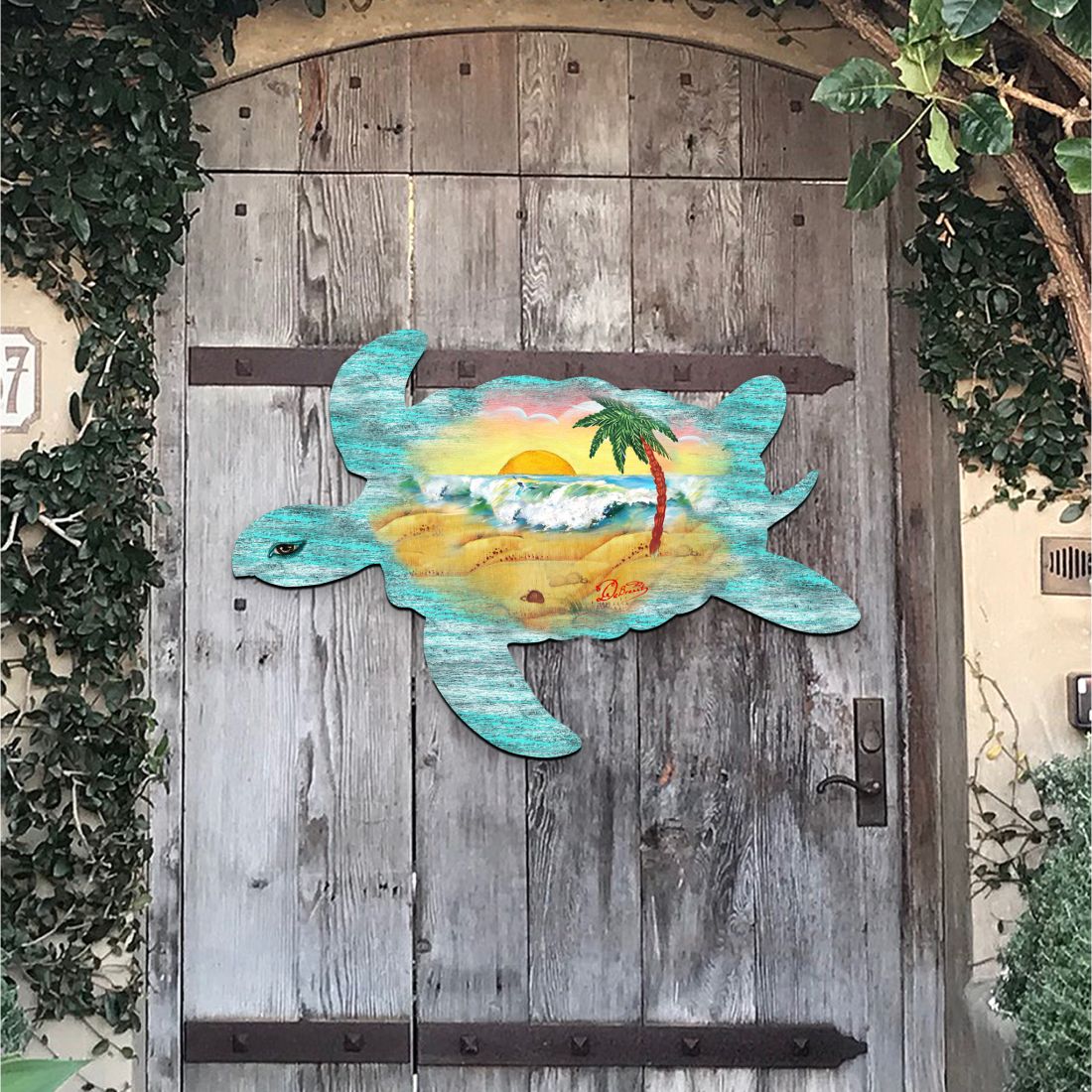 Sea Turtle Coastal Door Decor by G. DeBrekht - Coastal Holiday Decor - 8198518H