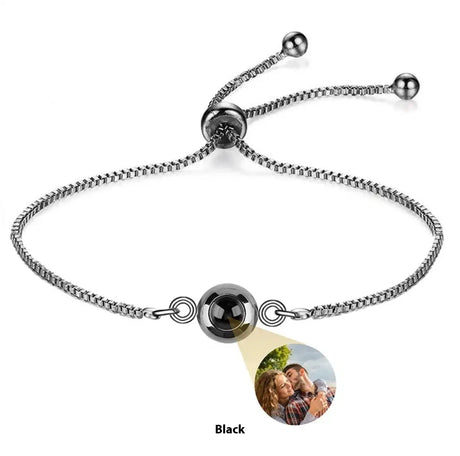 I Love You Nano Micro-carved Projection Stone Round S925 Silver Bracelet - Lootquake