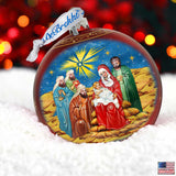 Adorno de cristal grande de la Sagrada Familia y los Reyes Magos en rojo de G.DeBrekht - Decoración navideña - 73920R