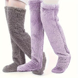 Calcetines afelpados hasta el muslo para parejas: medias de punto cálidas y duraderas por encima de la rodilla, de fácil cuidado.
