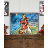 Shepherd Boy Wooden Wall Art by G. DeBrekht - Nativity Holiday Decor - 8173854B