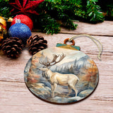 Elk in Alaskan Heights Wooden Ornaments by G.Debrekht - Wildlife Holiday Decor - 870056