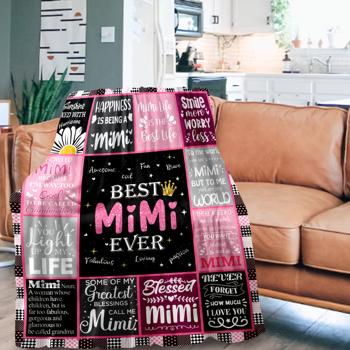 Cool Mimi Gift Idea - 1pc Mimi Throw Blanket for Grandma - Best Sofa Blanket for Grandchildren