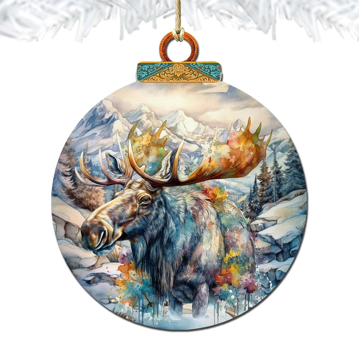 Mighty Moose Of Alaska Wooden Ornaments by G.Debrekht - Wildlife Holiday Decor - 870054