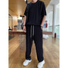 Drapey Short Sleeve Trousers Casual Two Piece Suit - Lootquake