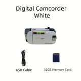 1080P Portable Digital Camcorder, Rotate Screen Digital Camera With Rechargeable Battery And 32G Memory Card Support Selfie, Suitable For Travel Photograph And Friend Gathering And Growth Recording