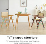 Rattan Dining Chairs Set of 2, Mid Century Modern Armchairs, Wooden Kitchen Chairs for Dining Room, Living Room, Walnut