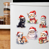 Christmas Cats Decorative Wooden Magnets Set of 6 by G. Debrekht - Pets Dog and Cat Decor - 8090016G-S6