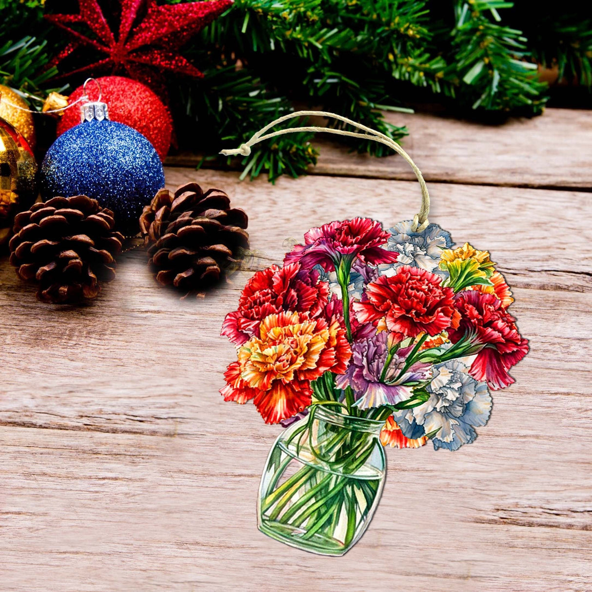 Flowers in the Vase Wooden Ornaments by G. Debrekht - Love Family Decor - 8688317