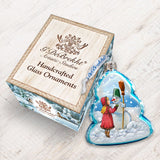 Adorno de vidrio de mercurio con forma de muñeco de nieve jugando de G. DeBrekht - Decoración navideña con muñeco de nieve de Papá Noel - 777386