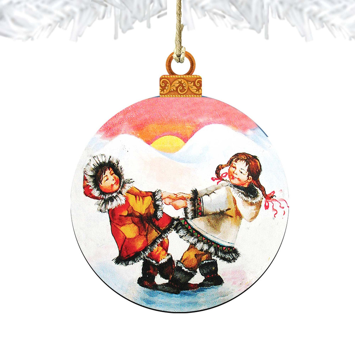 Arctic Friendship Wooden Ornaments by G. DeBrekht - Christmas Santa Snowman Decor - 8117420