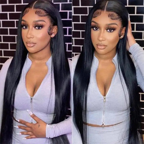 Women's Fashion Simple Human Hair Straight Wig - Lootquake