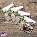 Car Coastal Wooden Cork Coasters Gift Set of 4 by Nature Wonders - Coastal Sea-Life Decor - 95353C-S4