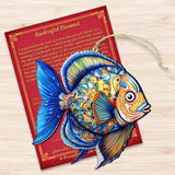 Adornos navideños de madera - Adornos de madera con forma de pez azul de G.Debrekht Coastal Holiday Decor - 8688301