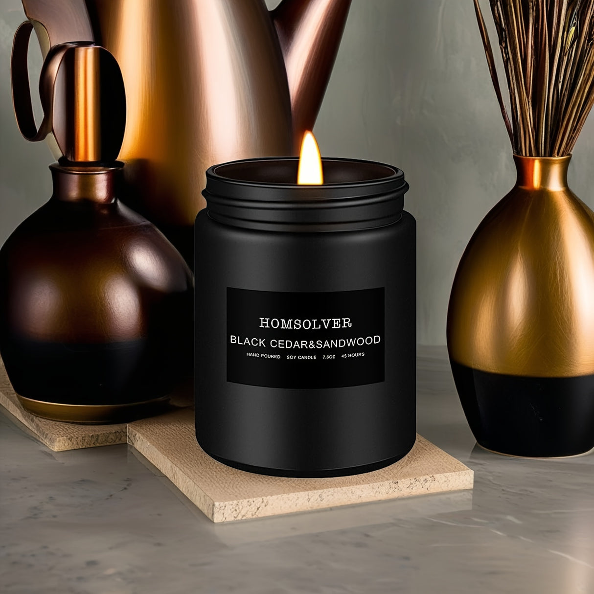 Vela perfumada de cedro negro y sándalo para hombre, vela perfumada para el hogar, vela de soja perfumada, 50 horas de duración, regalo ideal para hombres.