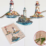 Lighthouse Decorative Wooden Clip-on Ornaments Set of 3 by G. Debrekht - Coastal Decor - 8091022C-S3