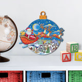 Up-Up and Away Santa Sleigh Ball Door Decor by G. DeBrekht - Christmas Santa Snowman Decor - 8112160H