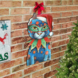 Mardi Gras Santa Cat Holiday Door Decor by Laura Seeley - Pets Dog and Cats Decor - 8512057H