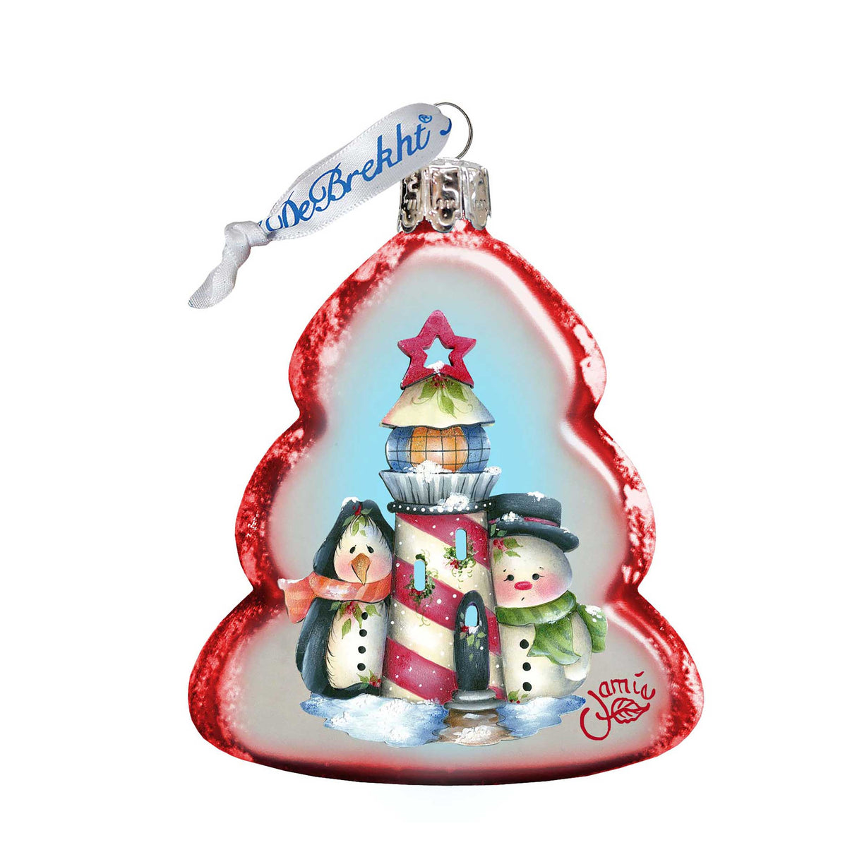 Adorno de cristal de mercurio con forma de pingüino y muñeco de nieve de Jamie Mills-Price - Decoración navideña de Papá Noel y muñeco de nieve - 778203-7508
