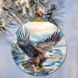 Bald Eagle in Alaska's Sky Wooden Ornaments by G.Debrekht - Wildlife Holiday Decor - 870064
