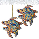 Coastal Decorations - Turtles Wooden Ornaments by G.Debrekht Coastal Holiday Decor - 8688192