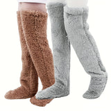Calcetines afelpados hasta el muslo para parejas: medias de punto cálidas y duraderas por encima de la rodilla, de fácil cuidado.