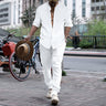 Men's Striped Hengli Collar Shirt Trousers - Lootquake