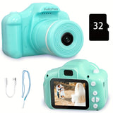 Appareil photo numérique pour enfants 32 Go - Portable, objectif long, vidéo HD, design adapté aux tout-petits - Cadeau idéal pour un anniversaire, un festival ou Noël pour les jeunes photographes