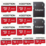 [10 cartes TF haute vitesse] KOOTION Lot de 10/5 cartes mémoire TF haute vitesse UHS-I C10 U1 64 Go 32 Go 512 Mo avec adaptateur SD | Mini carte SDXC pour smartphone, tablette, ordinateur portable, caméra embarquée, drone, console de jeu