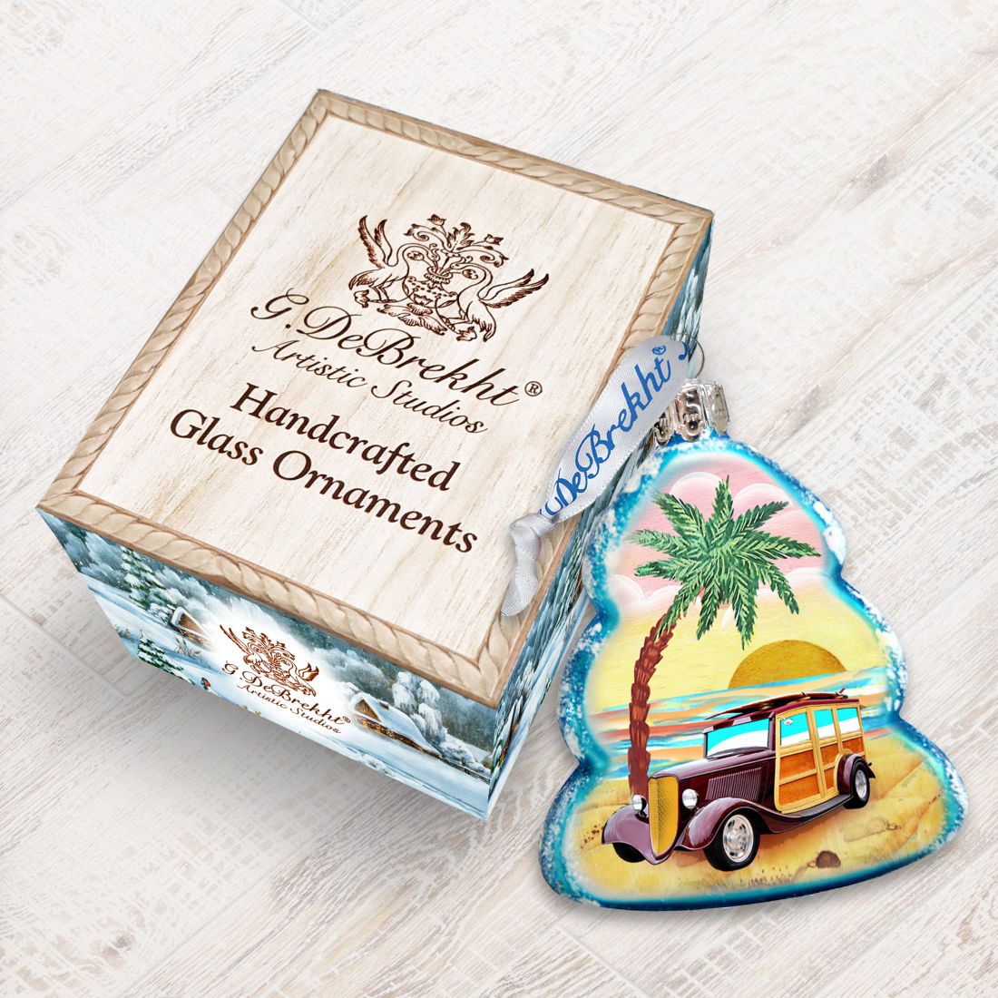 Adorno de vidrio de mercurio con diseño de madera para coche de G. DeBrekht - Decoración navideña costera - 776278