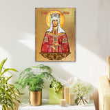 Icono sagrado ortodoxo religioso de madera de Santa Elena bañado en oro - Decoración inspiradora - 85061