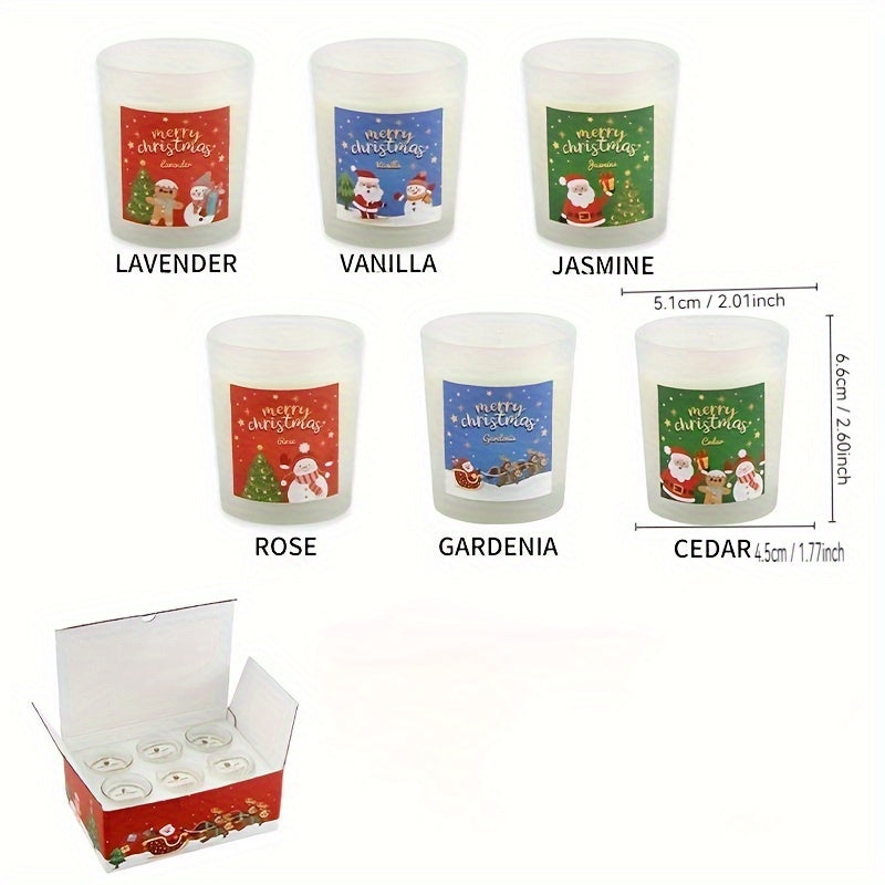 6pcs Soy Wax Scented Candle Set in Glass Jars - Perfect for Christmas, Thanksgiving, Valentine's, Mother's Day & Birthdays - Ideal for Yoga, Dining Decor & Indoor Ambiance