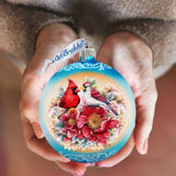 Adorno navideño de cristal con forma de bola de cardenales románticos de G. Debrekht - Decoración navideña - 73378