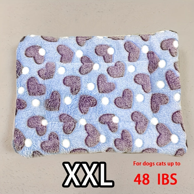 Manta rectangular para mascotas, resistente a la suciedad y para todas las estaciones - Cómoda cama con estampado de pata de perro y corazón (1 unidad)