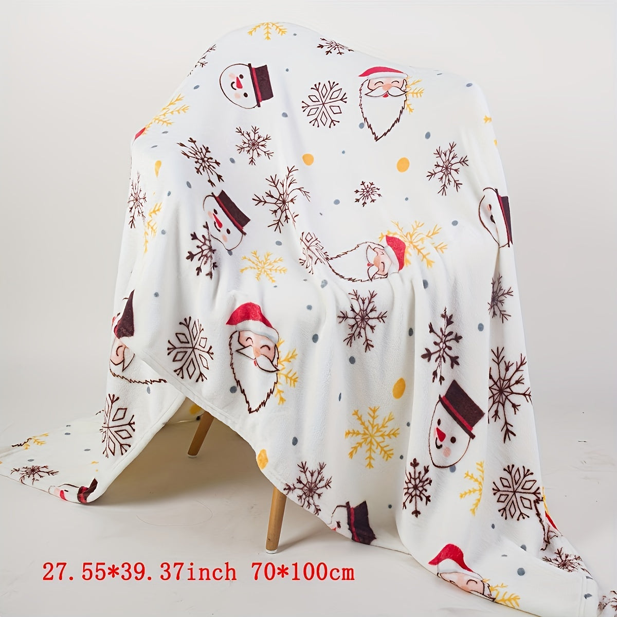 1 manta navideña de felpa, suave y cómoda, ideal para sofá, oficina, cama, camping, viajes, regalo de Navidad.