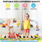 Tapis de piano musical pour enfants, jouet de danse au sol avec 10 chansons, 8 sons d'animaux et 5 modes. Tapis de jeu musical tactile pour enfants, jouet d'éveil musical, cadeau d'Halloween et de Noël pour l'hiver.