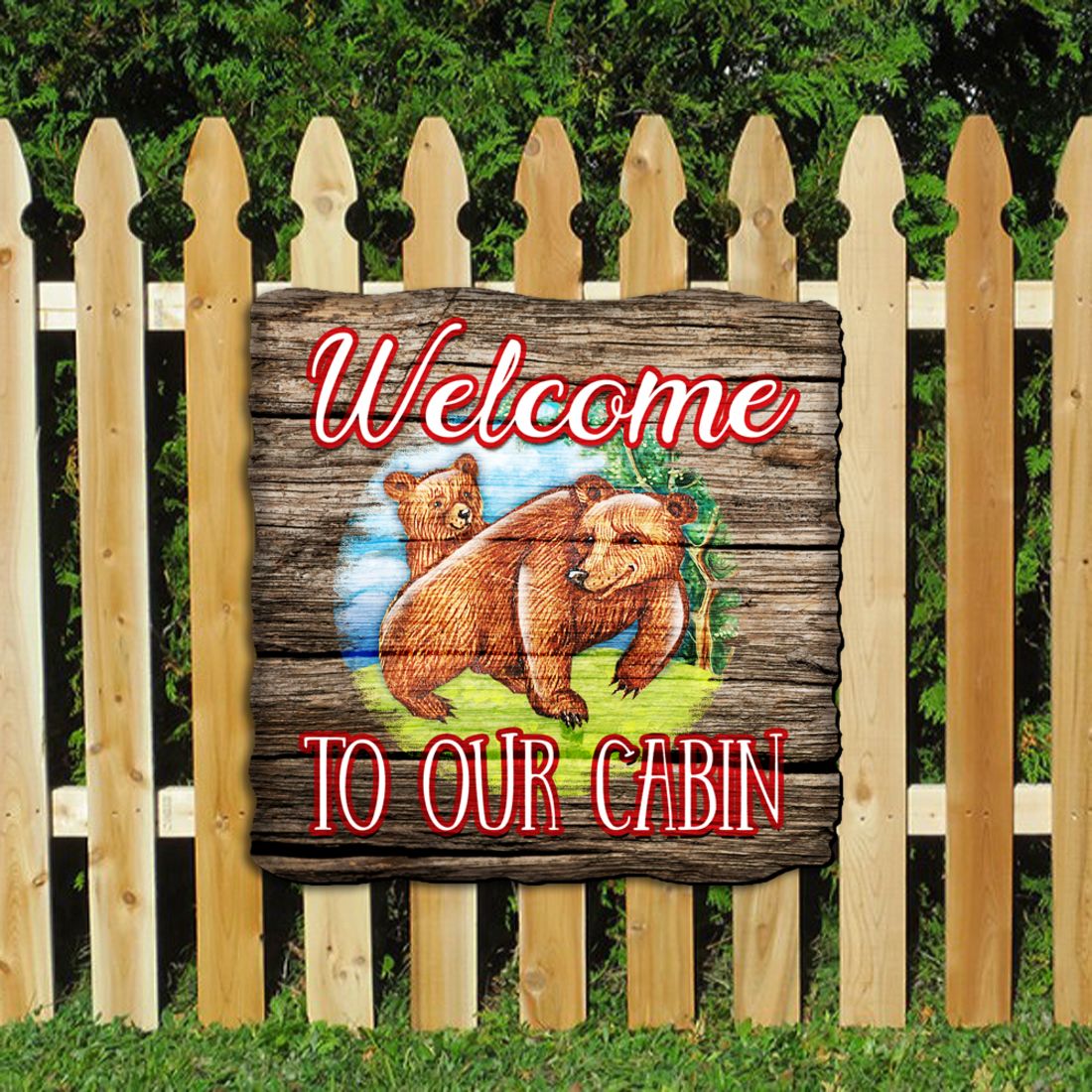 Welcome Cabin Bears Wall Door Hanger - Wildlife Holiday Decor - 8114080H