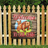 Welcome Cabin Bears Wall Door Hanger - Wildlife Holiday Decor - 8114080H