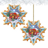 Adornos de madera con forma de copo de nieve de G. Debrekht - Decoración navideña de Papá Noel - 8688428